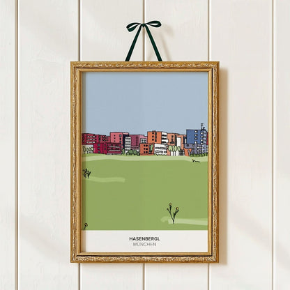München Poster • Hasenbergl • Panzerwiese Zeichnung - vonSUSI