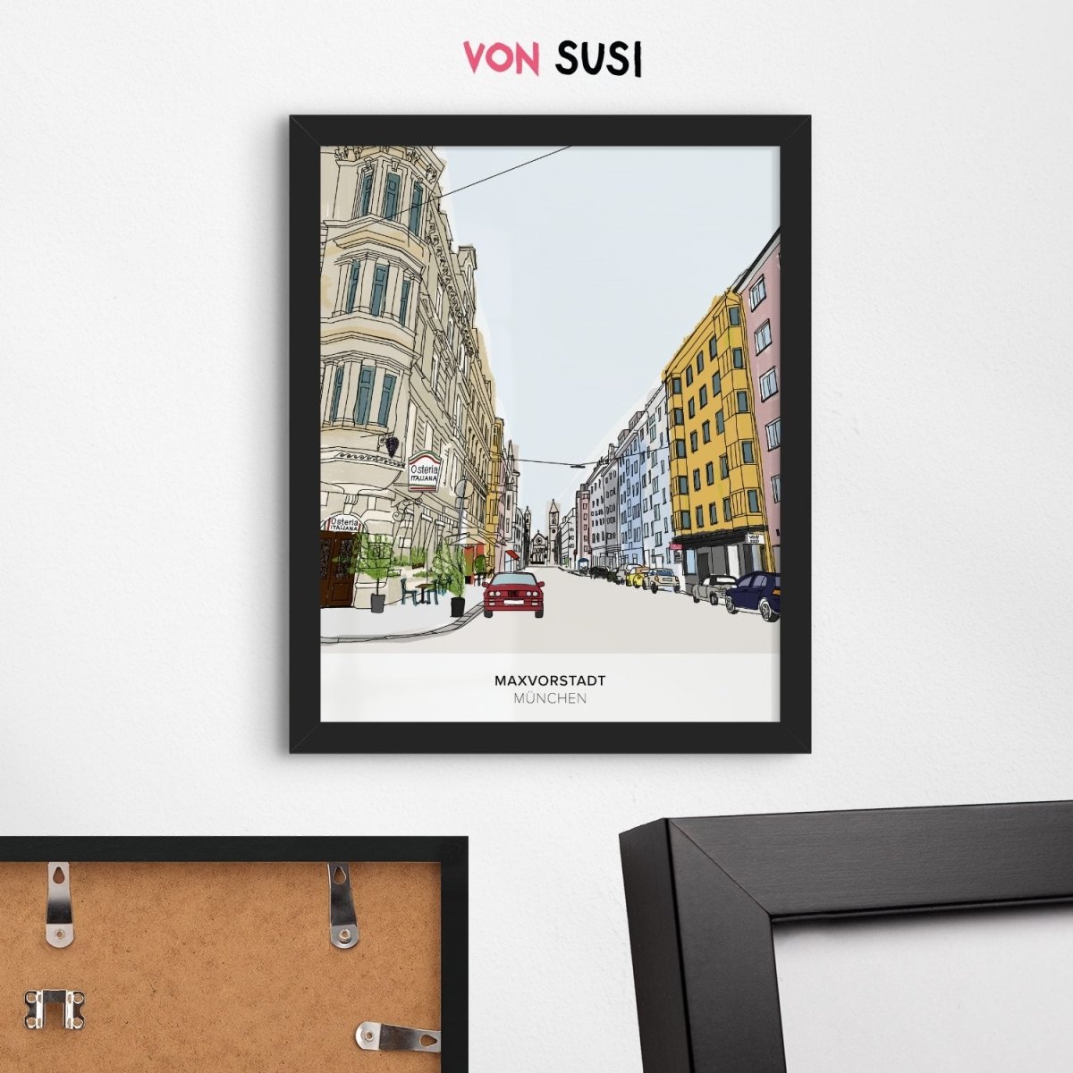 München Poster • Maxvorstadt Poster mit Illustration - vonSUSI