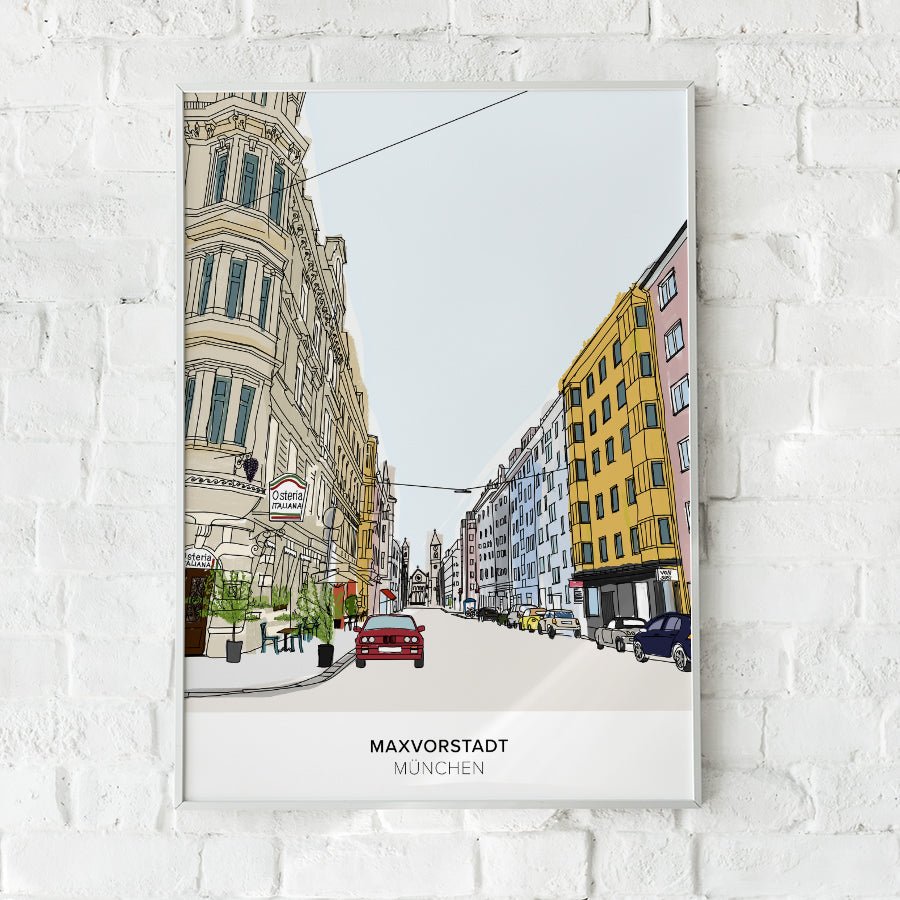 München Poster • Maxvorstadt Poster mit Illustration - vonSUSI