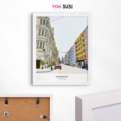 München Poster • Maxvorstadt Poster mit Illustration - vonSUSI