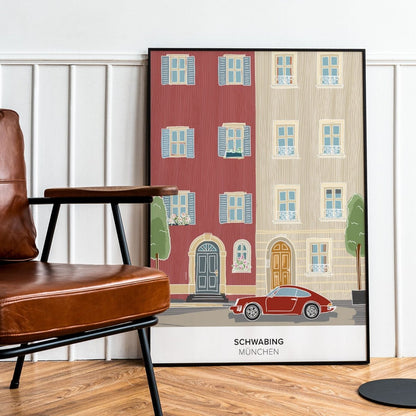 München Poster • Schwabing Poster mit Illustration • München Wandbild - vonSUSI
