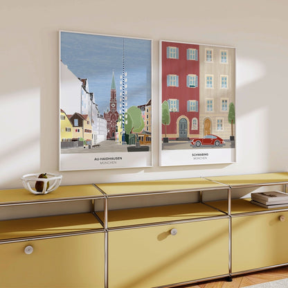 München Poster • Schwabing Poster mit Illustration • München Wandbild - vonSUSI