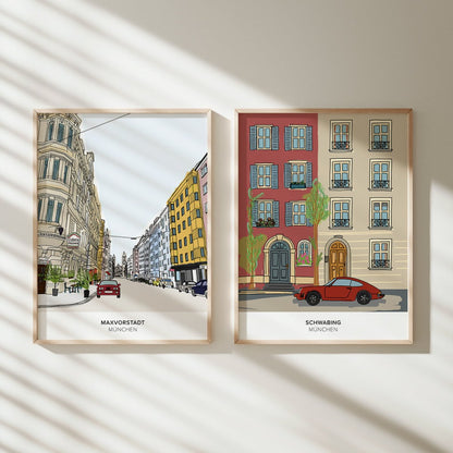 München Poster • Schwabing Poster mit Illustration • München Wandbild - vonSUSI