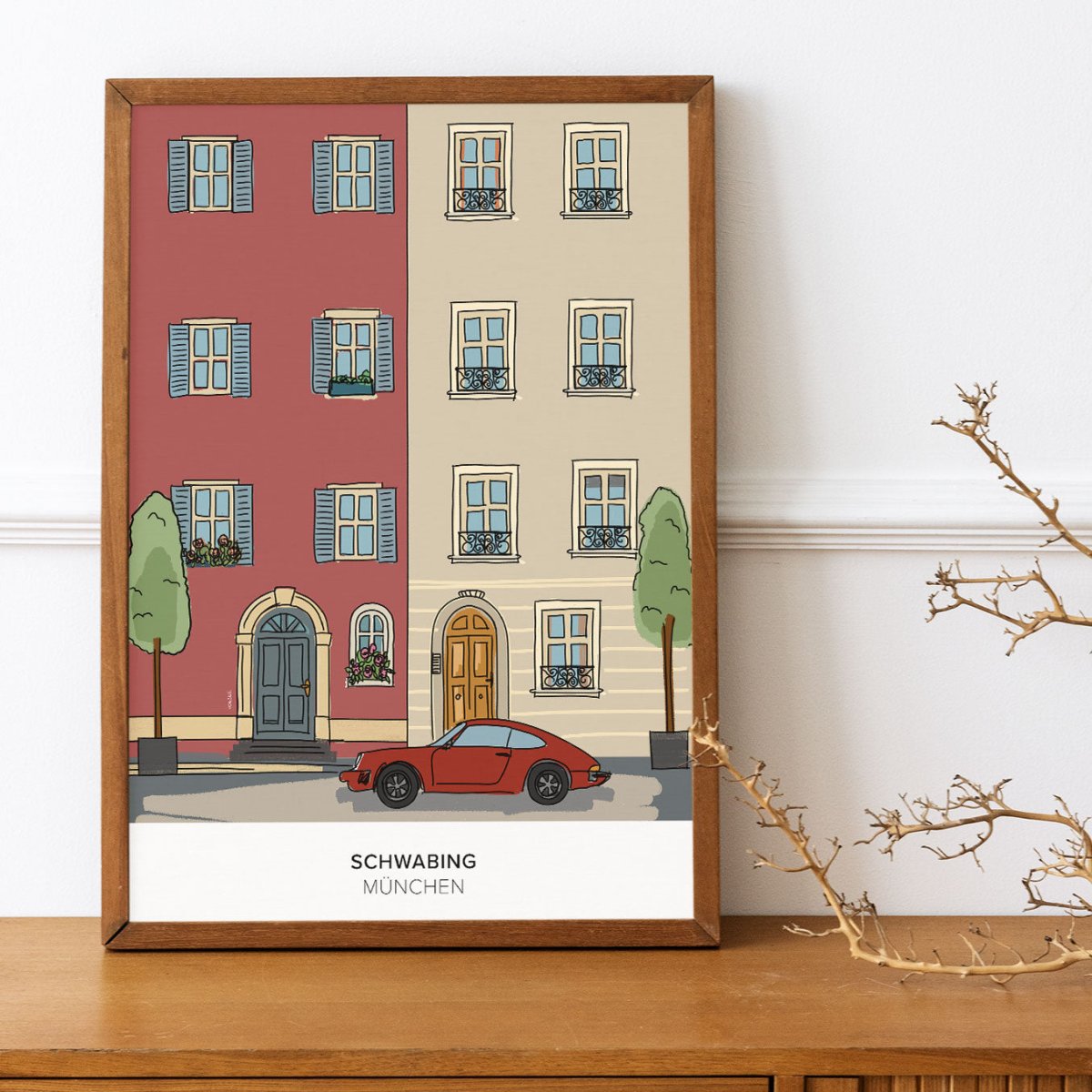 München Poster • Schwabing Poster mit Illustration • München Wandbild - vonSUSI