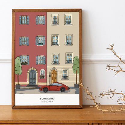 München Poster • Schwabing Poster mit Illustration • München Wandbild - vonSUSI