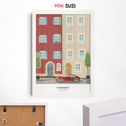 München Poster • Schwabing Poster mit Illustration • München Wandbild - vonSUSI