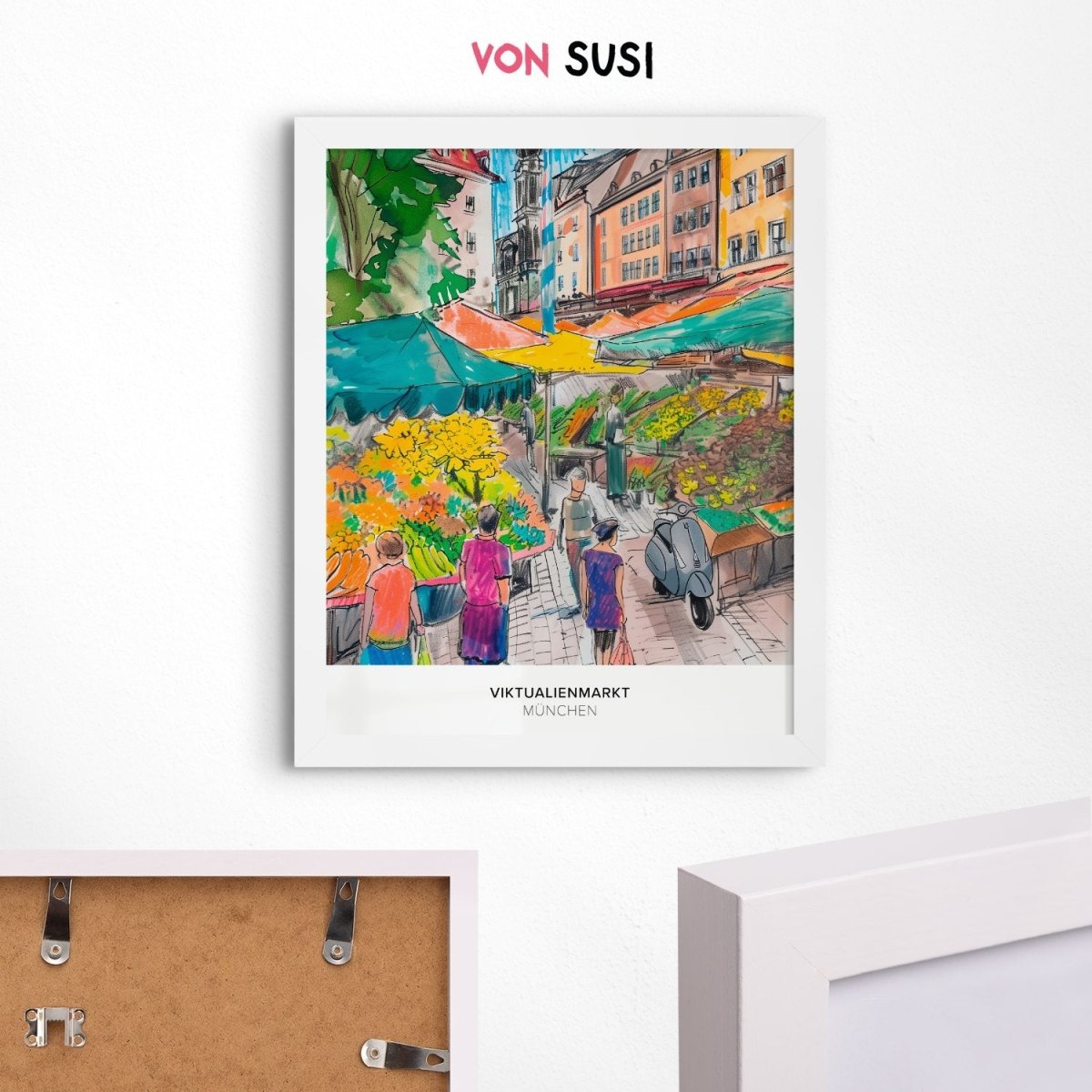 München Poster • Viktualienmarkt Poster mit Illustration - vonSUSI