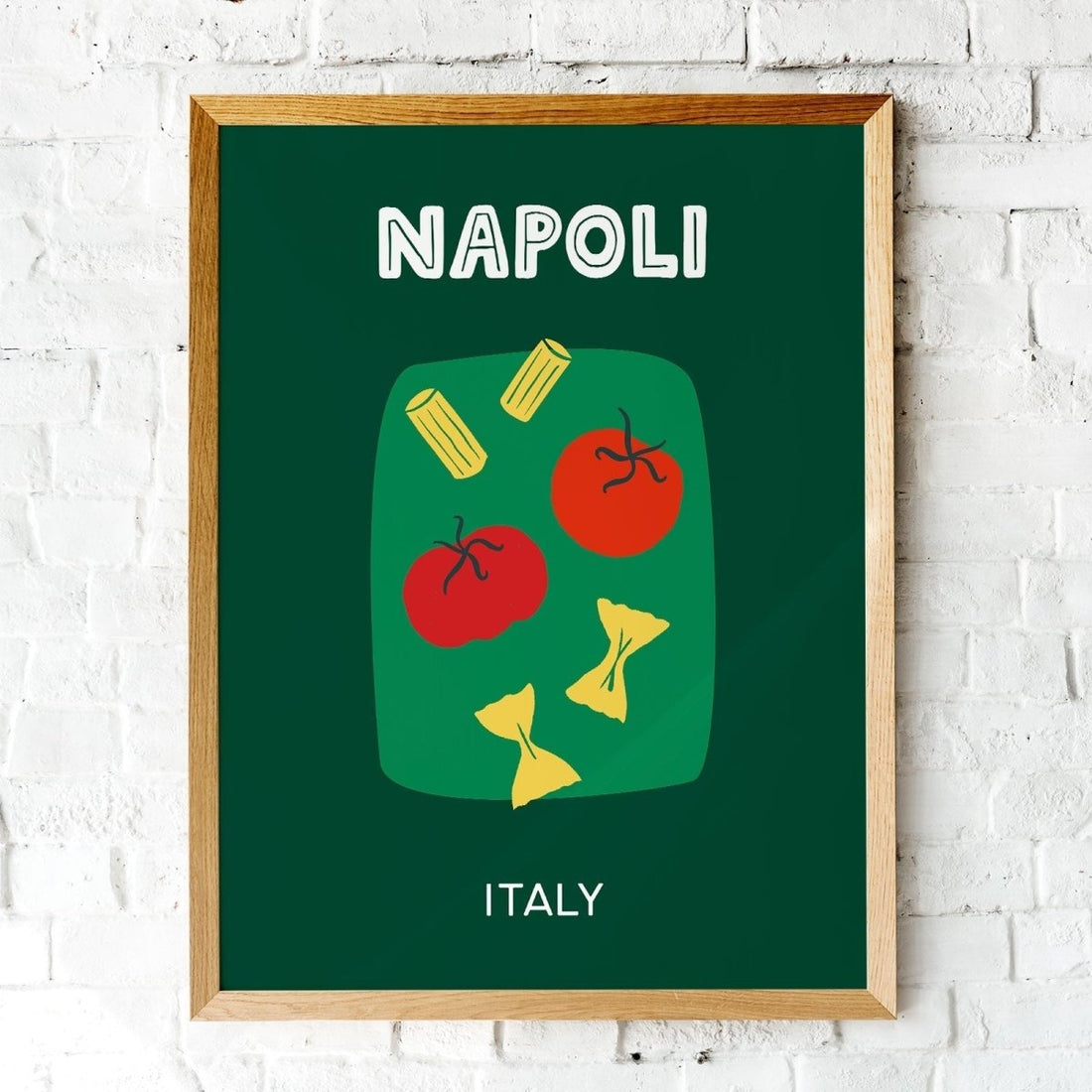 Napoli Poster • Städteposter Neapel Italien • Italy Kunstdruck • Poster mit Pasta und Tomaten in grün - vonSUSI