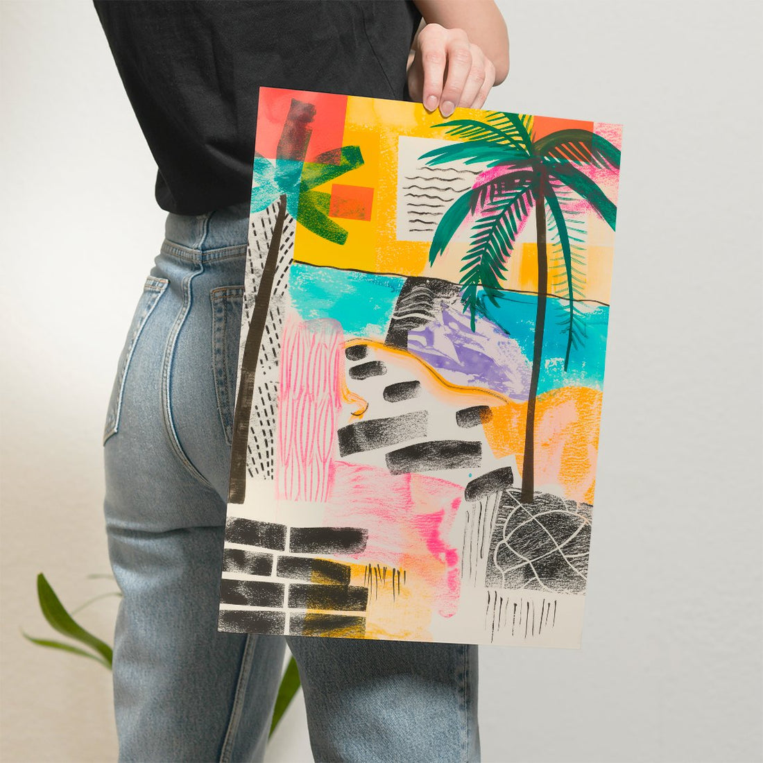 Palmen Poster • mit Illustration • tropisches Wandbild • bunte Illustration • Kunstdruck mit Palmen - vonSUSI