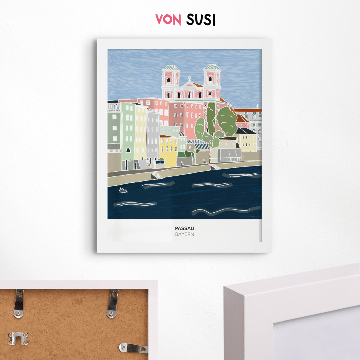 Passau Poster • bayrisches Städteposter • handgezeichnet - vonSUSI