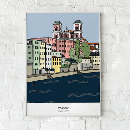 Passau Poster • bayrisches Städteposter • handgezeichnet - vonSUSI