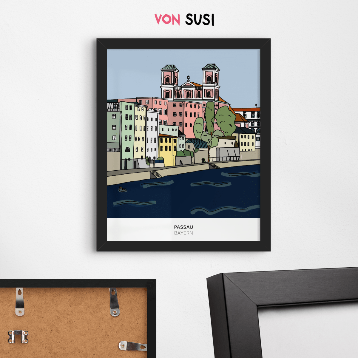 Passau Poster • bayrisches Städteposter • handgezeichnet - vonSUSI