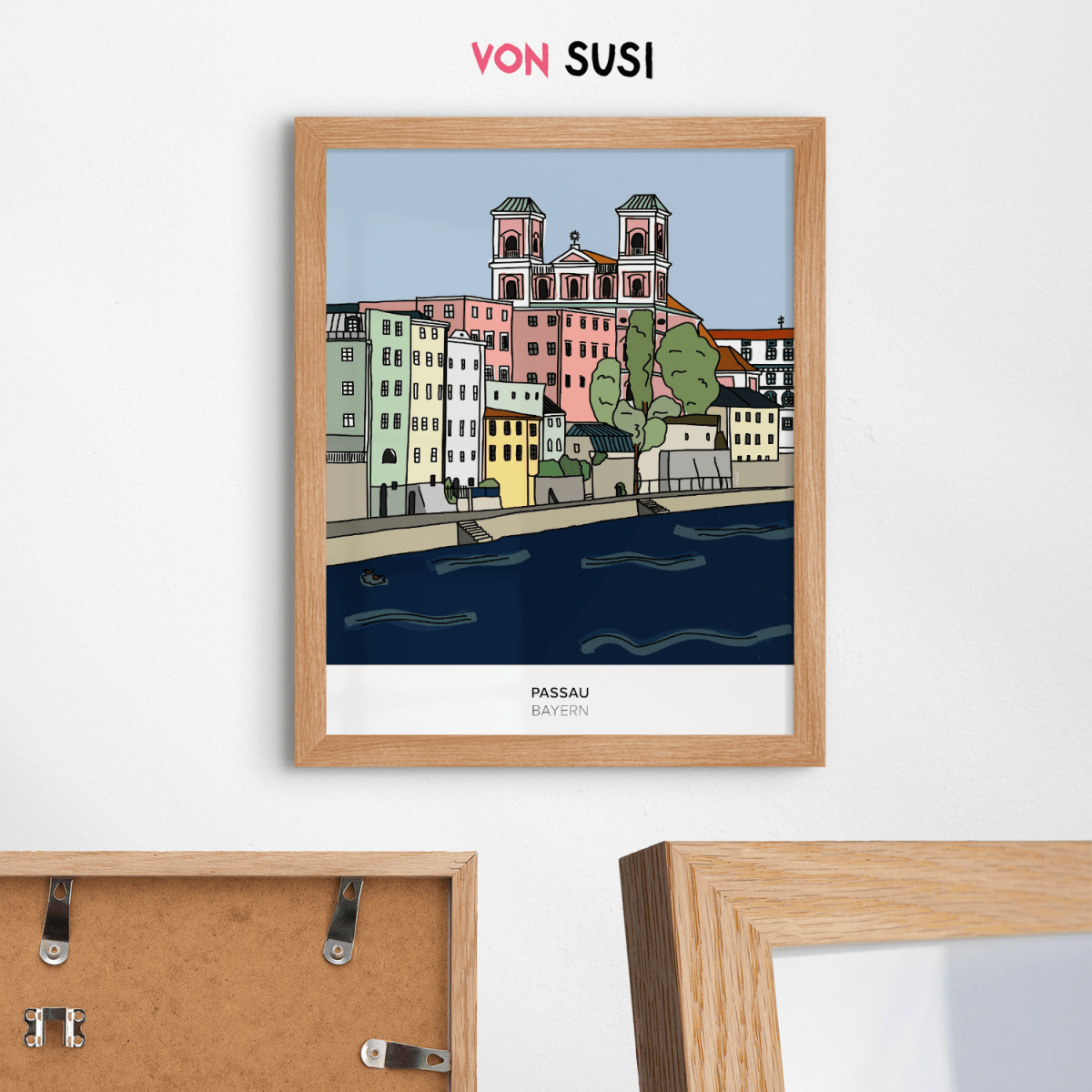 Passau Poster • bayrisches Städteposter • handgezeichnet - vonSUSI