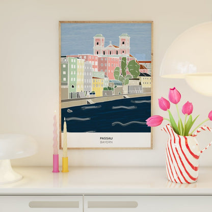 Passau Poster • bayrisches Städteposter • handgezeichnet - vonSUSI