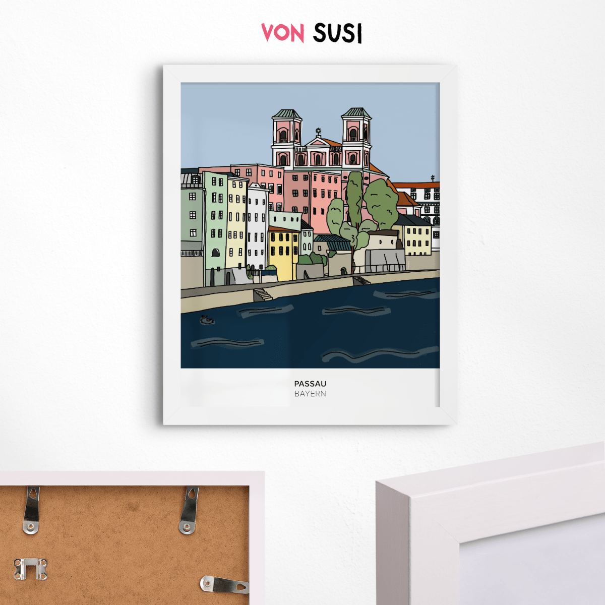 Passau Poster • bayrisches Städteposter • handgezeichnet - vonSUSI