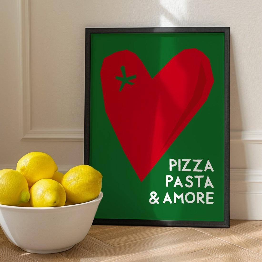 Pizza Pasta &amp; Amore Poster • italienisches Poster für die Küche - vonSUSI