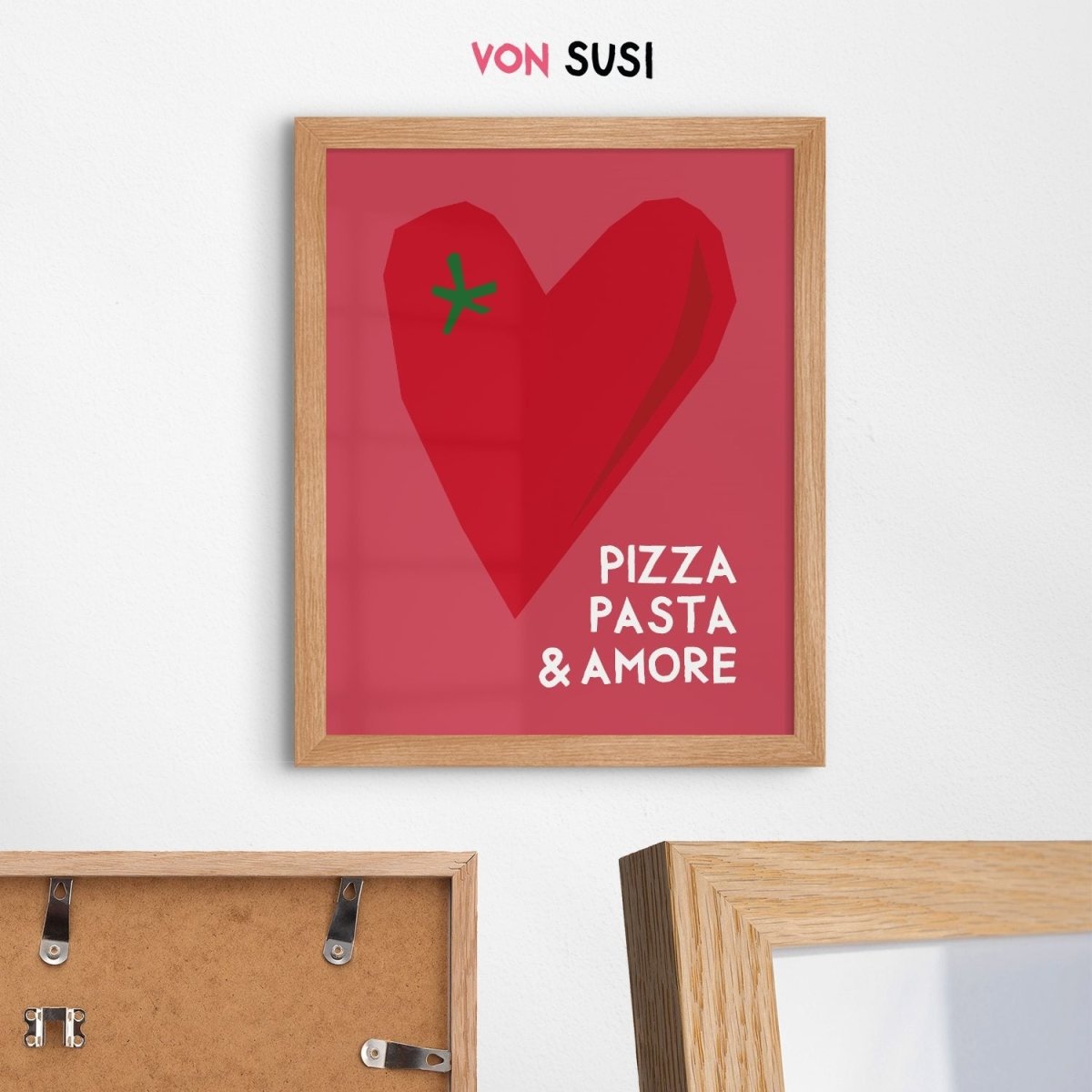Pizza Pasta &amp; Amore Poster • italienisches Poster für die Küche - vonSUSI