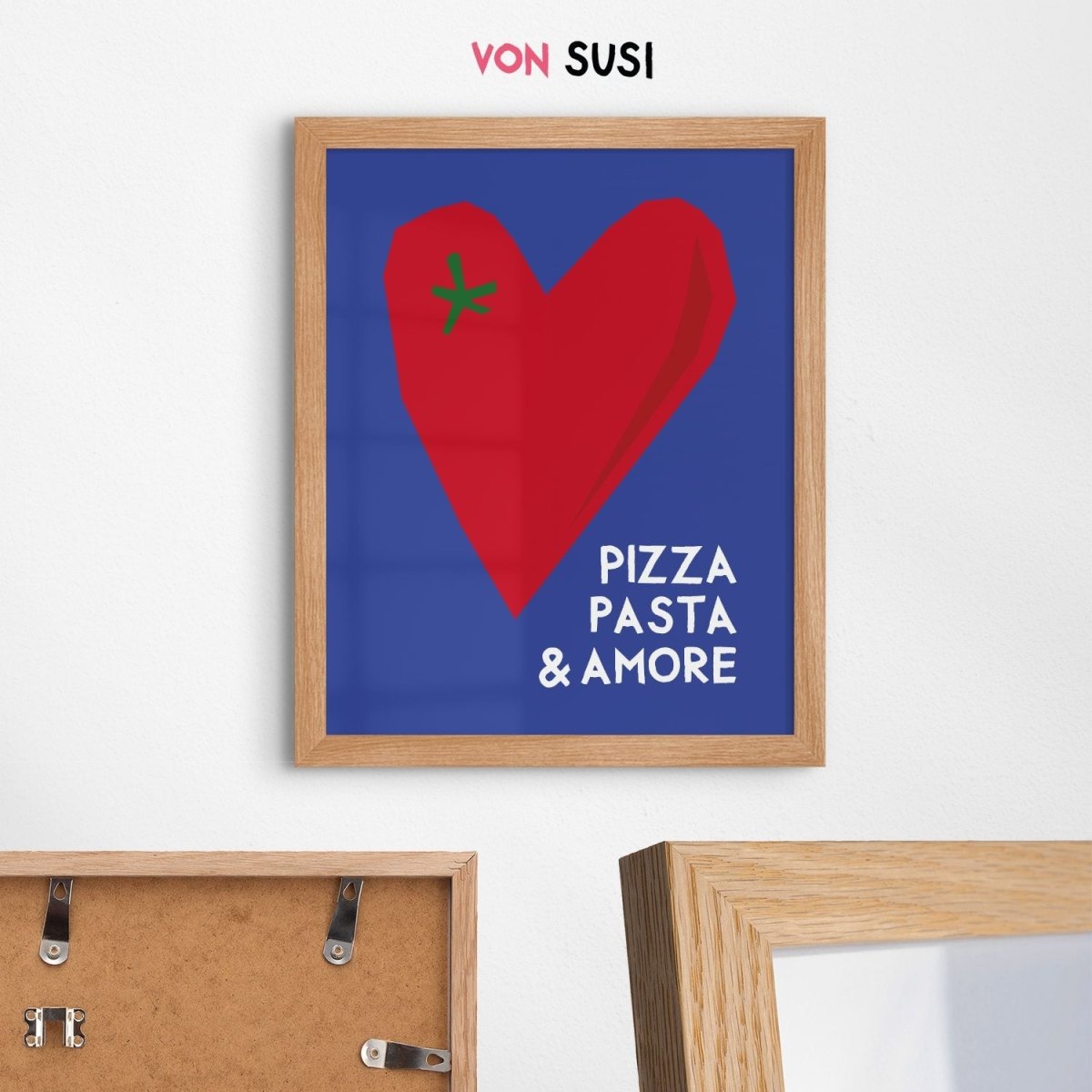 Pizza Pasta &amp; Amore Poster • italienisches Poster für die Küche - vonSUSI