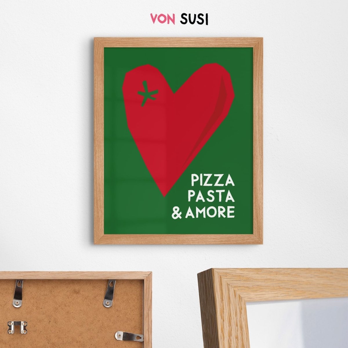 Pizza Pasta &amp; Amore Poster • italienisches Poster für die Küche - vonSUSI