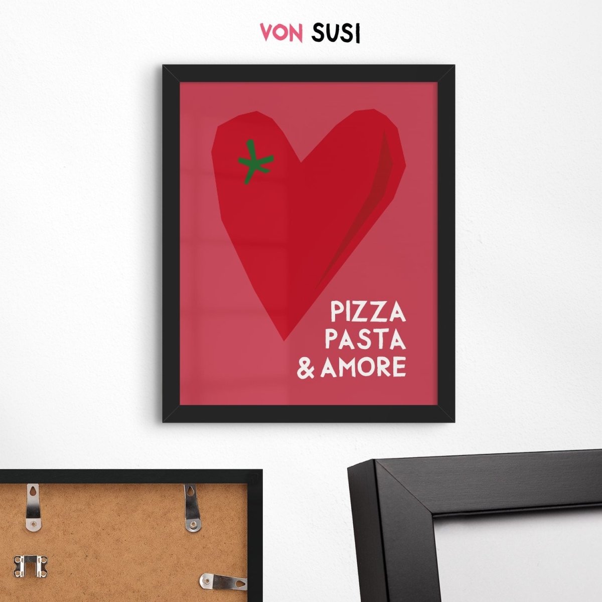 Pizza Pasta &amp; Amore Poster • italienisches Poster für die Küche - vonSUSI