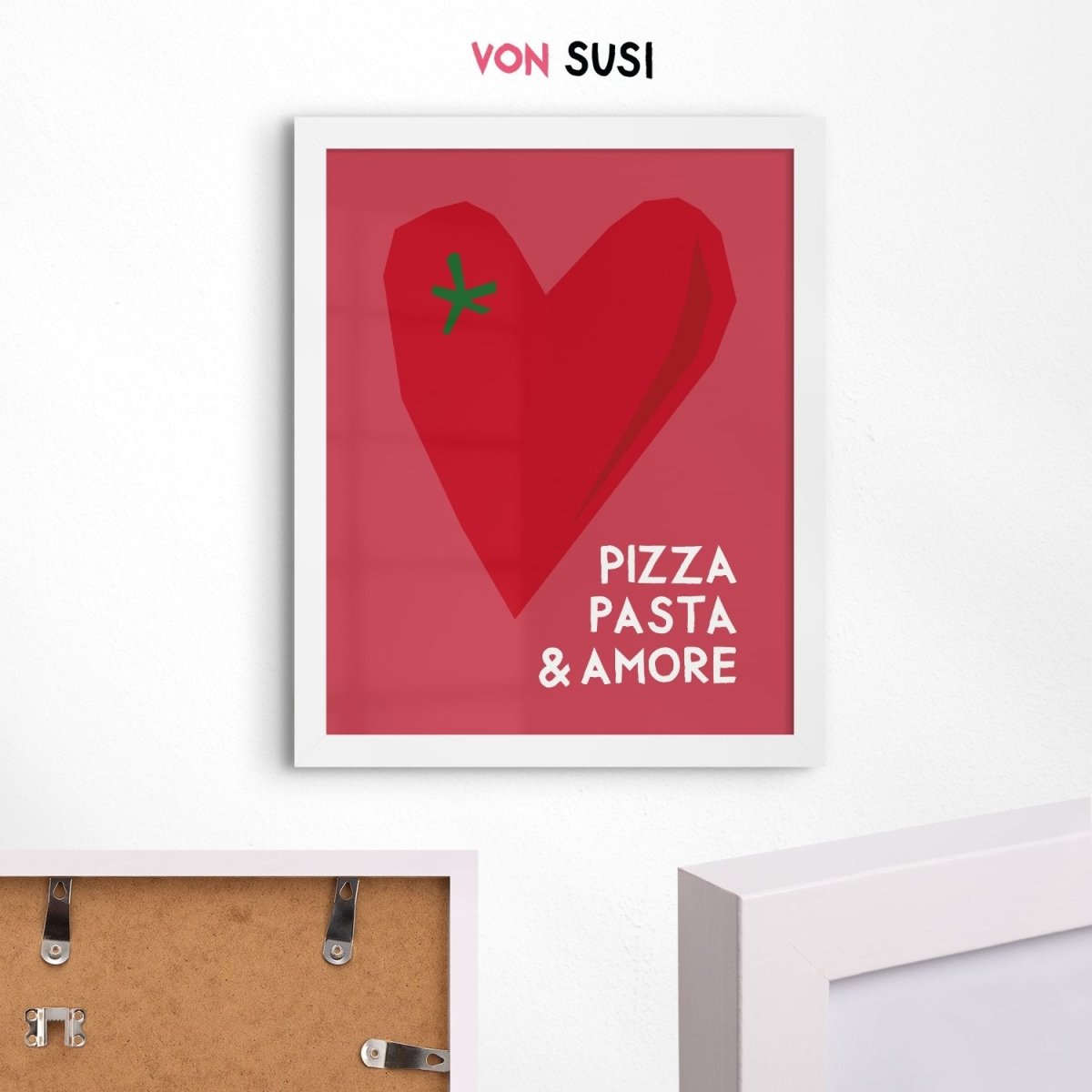 Pizza Pasta &amp; Amore Poster • italienisches Poster für die Küche - vonSUSI