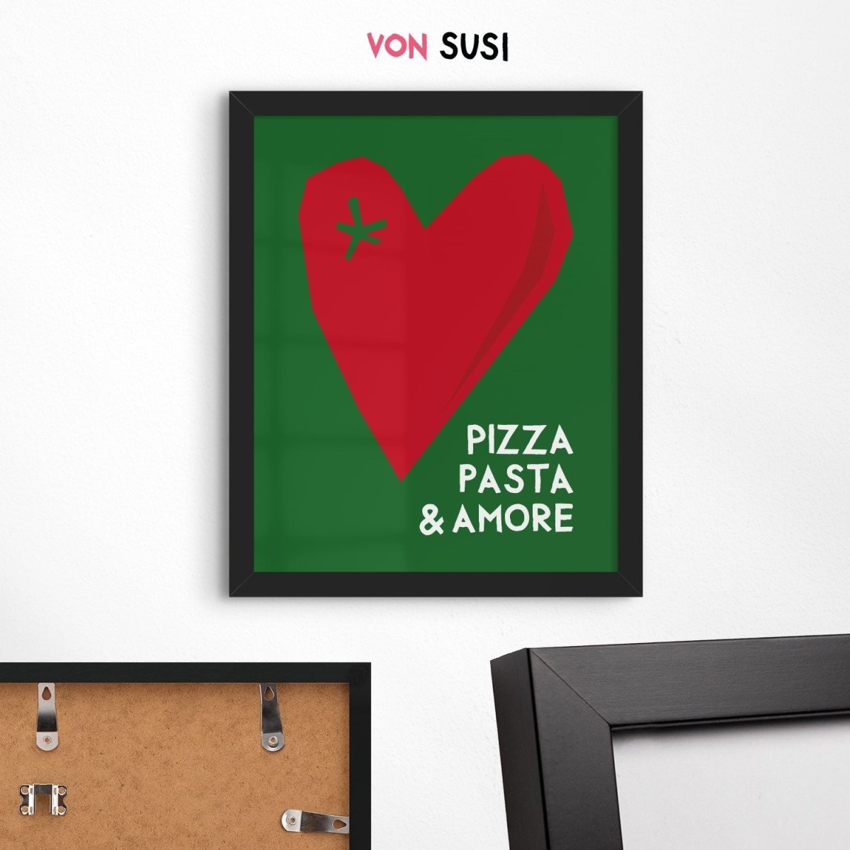 Pizza Pasta &amp; Amore Poster • italienisches Poster für die Küche - vonSUSI
