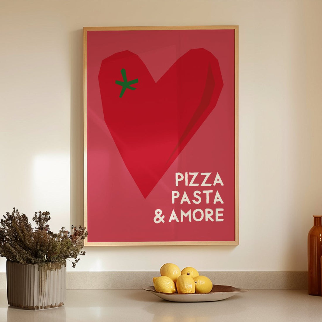 Pizza Pasta &amp; Amore Poster • italienisches Poster für die Küche - vonSUSI