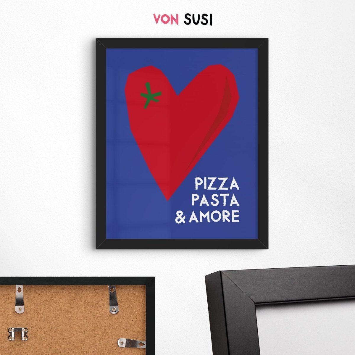 Pizza Pasta &amp; Amore Poster • italienisches Poster für die Küche - vonSUSI