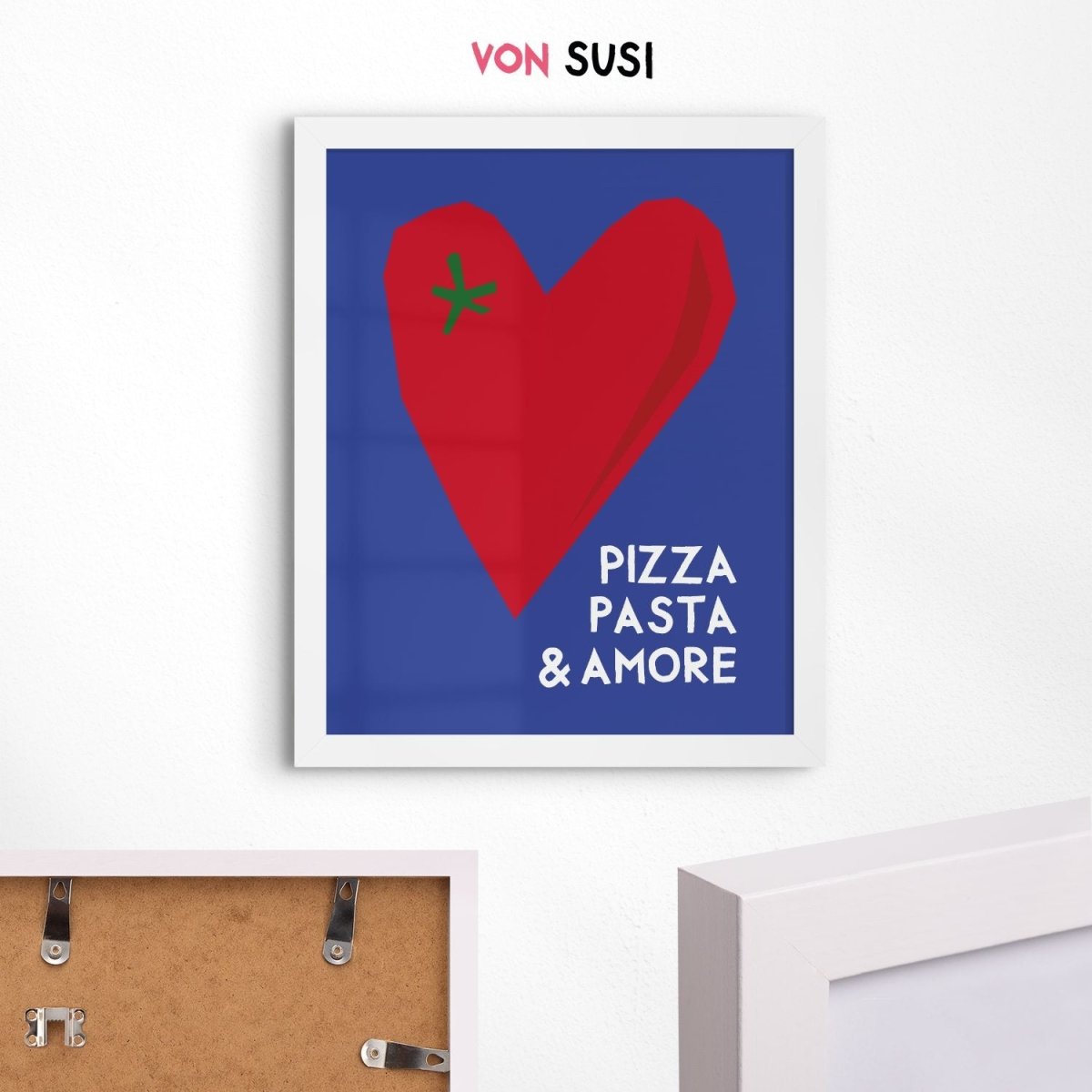 Pizza Pasta &amp; Amore Poster • italienisches Poster für die Küche - vonSUSI
