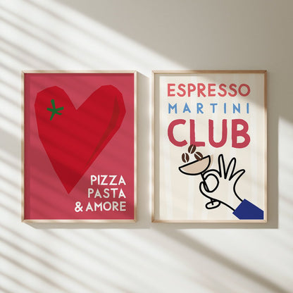 Pizza Pasta &amp; Amore Poster • italienisches Poster für die Küche • Küchenposter mit italienischem Spruch - vonSUSI