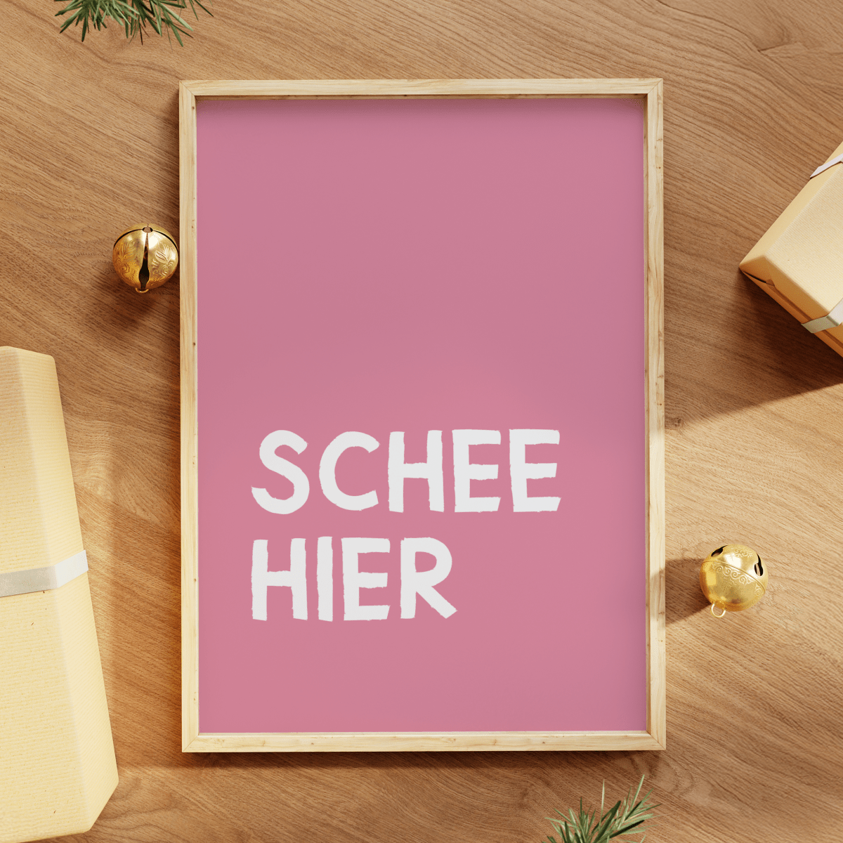 Schee hier • modernes bayerisches Poster mit lustigem Spruch - vonSUSI