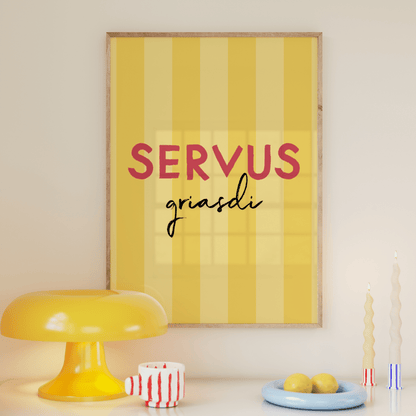 Servus Griasdi Poster • bayrisches Poster mit Spruch • als bayerisches Geschenk - vonSUSI
