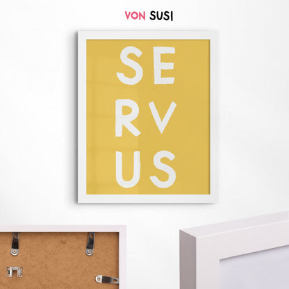Servus Poster • bayerisches Plakat mit Dialekt • Wanddeko mit bayerischem Spruch - vonSUSI