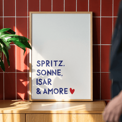Spritz, Sonne, Isar &amp; Amore • Fine Art Kunstdruck direkt aus München - vonSUSI
