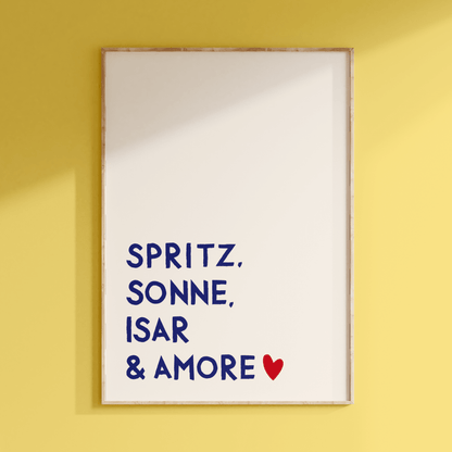 Spritz, Sonne, Isar &amp; Amore • Fine Art Kunstdruck direkt aus München - vonSUSI
