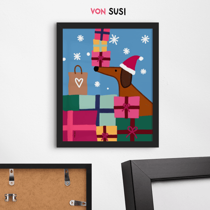 Weihnachtliches Dackelposter • handgezeichnet und exklusiv bei vonSUSI - vonSUSI