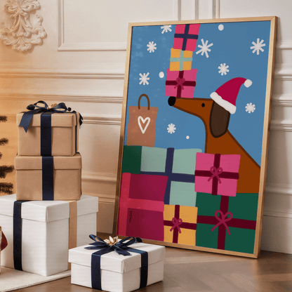 Weihnachtliches Dackelposter • handgezeichnet und exklusiv bei vonSUSI - vonSUSI