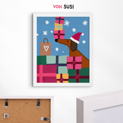 Weihnachtliches Dackelposter • handgezeichnet und exklusiv bei vonSUSI - vonSUSI