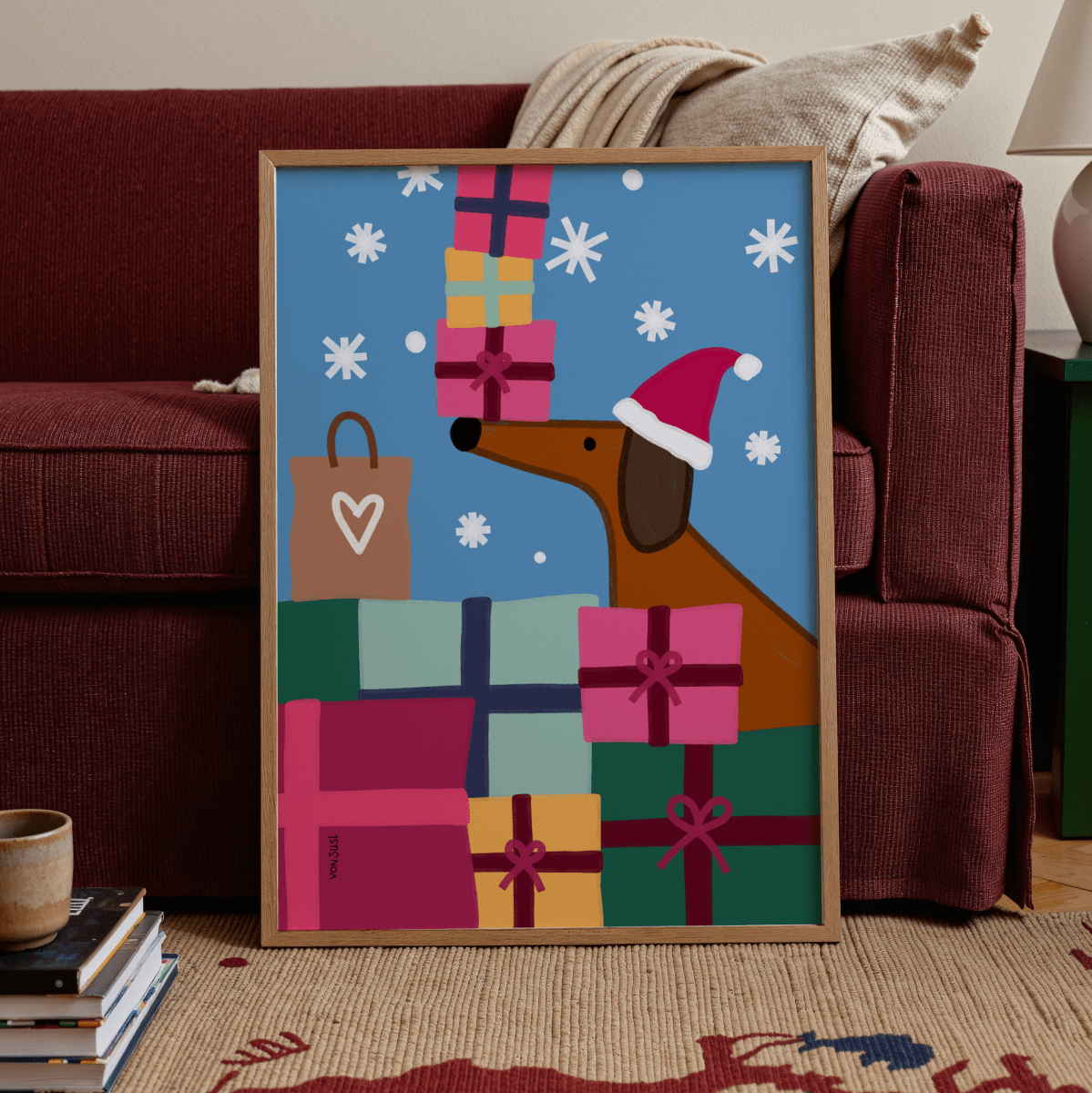 Weihnachtliches Dackelposter • handgezeichnet und exklusiv bei vonSUSI - vonSUSI