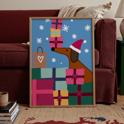 Weihnachtliches Dackelposter • handgezeichnet und exklusiv bei vonSUSI - vonSUSI