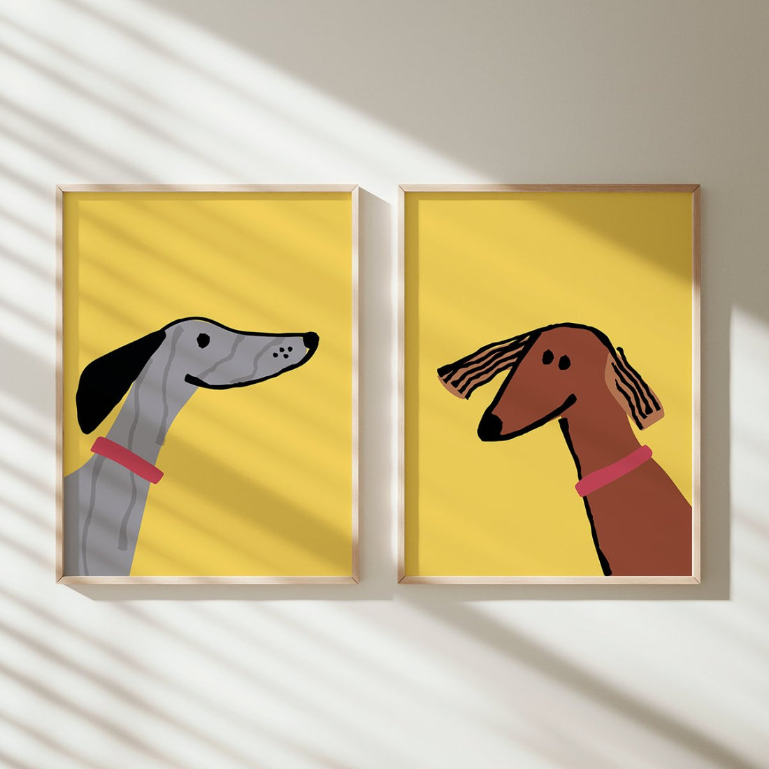 Whippet Poster in gelb • Whippet Poster • Wandbild mit Whippet Illustration - vonSUSI